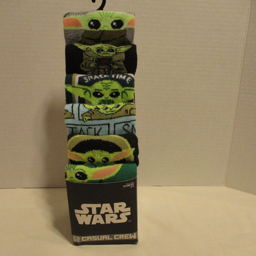 Star Wars Socks Mandalorian The Child Woman Size 8-12 Green Blue Black Set Of 6